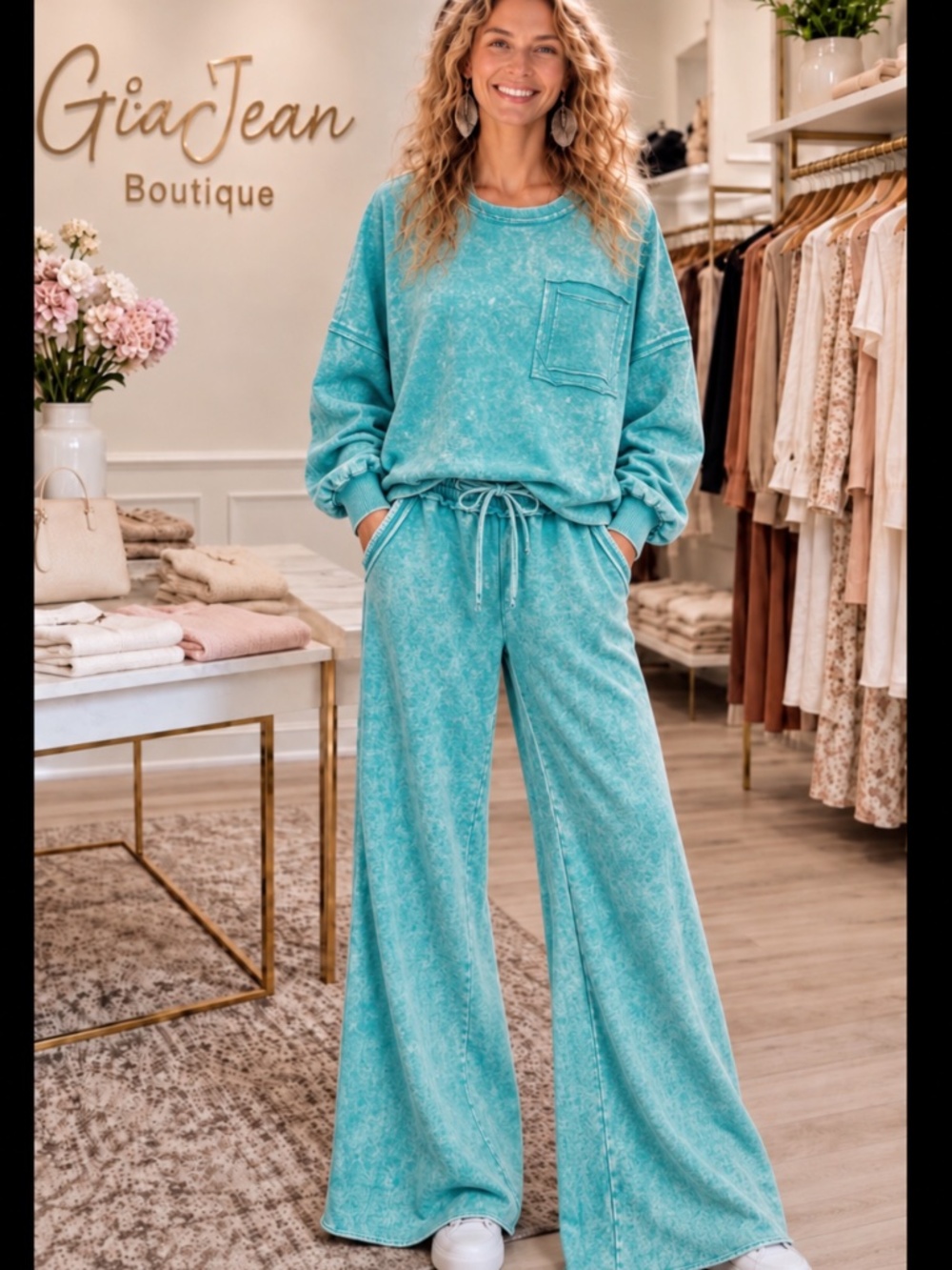 ❤️ ZENANA “ EVELYN“ ZENANA TWO PIECE ACID WASH SWEAT SUIT SET